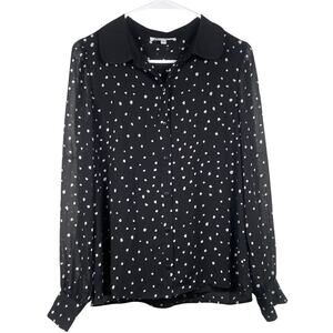 DR2 By Daniel Rainn Top Womens Size S Long Sleeve Blouse Abstract Sheer Sleeve